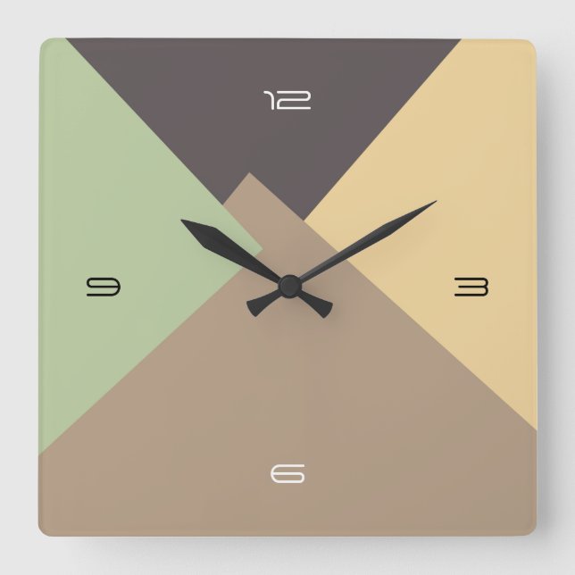 Retro Color Modern Geometric Pattern #10 Square Wall Clock (Front)