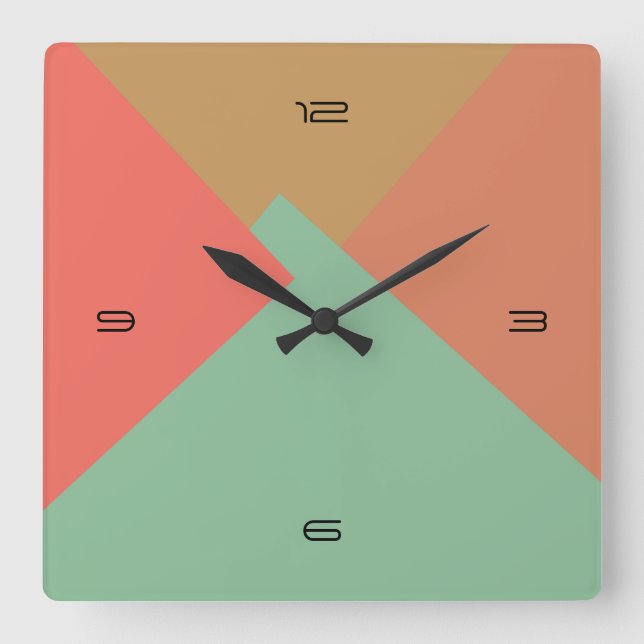 Retro Color Modern Geometric Pattern #8 Square Wall Clock (Front)