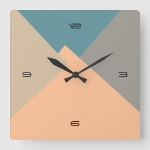 Retro Color Modern Geometric Pattern Square Wall Clock