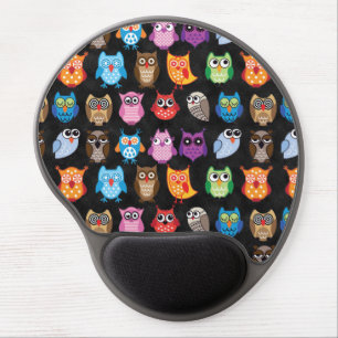 Retro Color Owl Pattern Gel Mouse Pad
