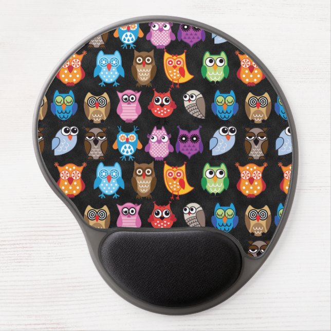 Retro Color Owl Pattern Gel Mouse Pad (Front)