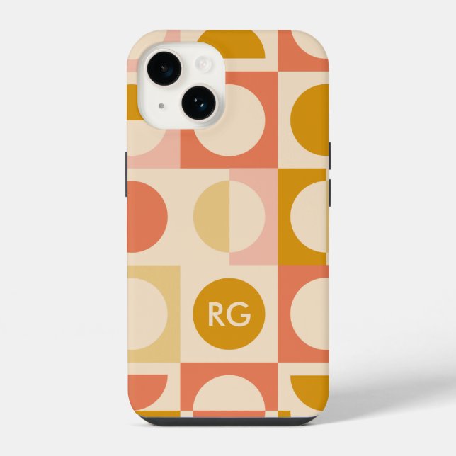 Retro Color Pattern Personalized Monogram Iphone Case (Back)