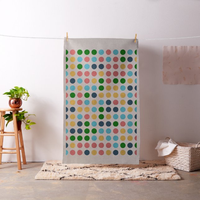 Retro Color Polka Dot Circles Pattern #2 Fabric (In Situ)