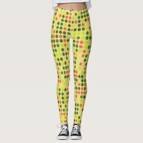 Retro Color Polka Dots Pattern 10 Leggings