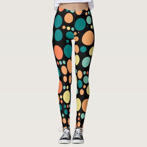 Retro Color Polka Dots Pattern 12 Leggings