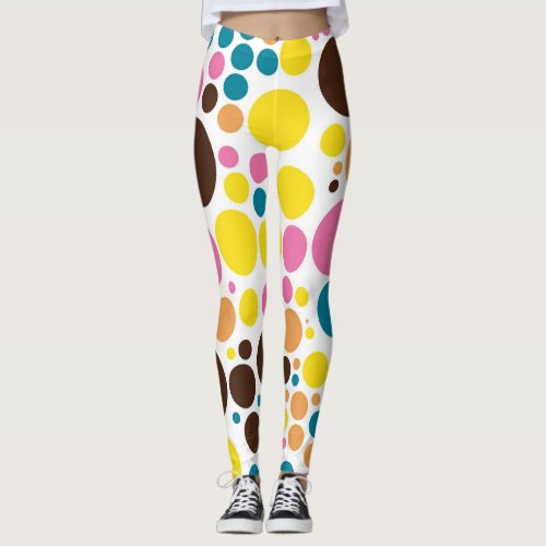 Retro Color Polka Dots Pattern 16 Leggings