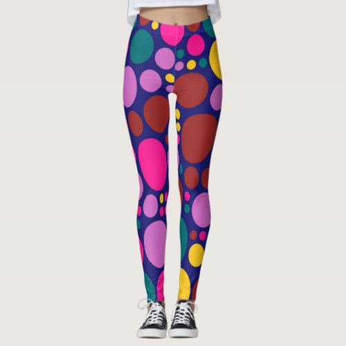 Retro Color Polka Dots Pattern 18 Leggings