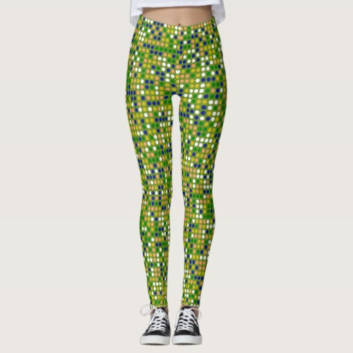 Retro Color Polka Dots Pattern 19 Leggings