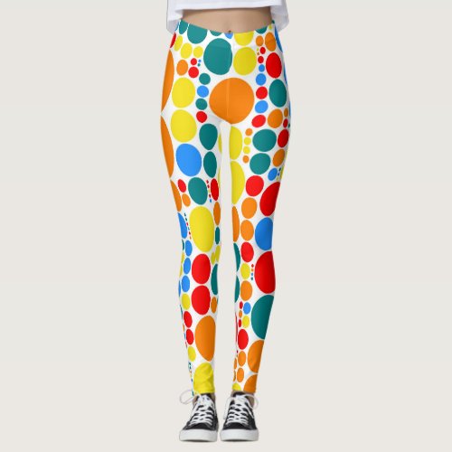 Retro Color Polka Dots Pattern 20 Leggings