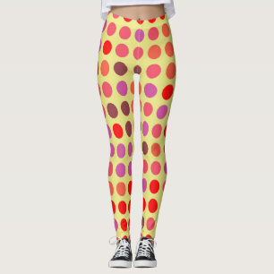 Retro Color Polka Dots Pattern #21 Leggings