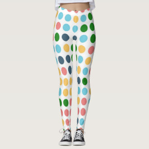 Retro Color Polka Dots Pattern #22 Leggings