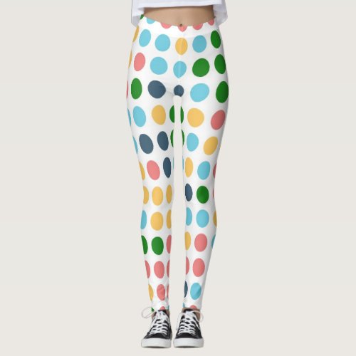 Retro Color Polka Dots Pattern 22 Leggings