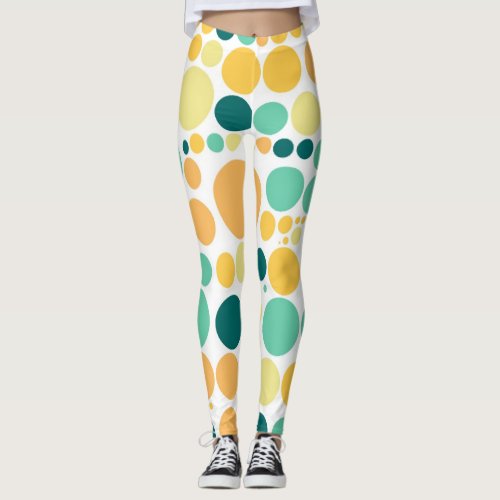 Retro Color Polka Dots Pattern 24 Leggings