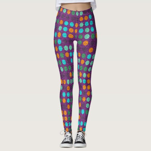 Retro Color Polka Dots Pattern 2 Leggings
