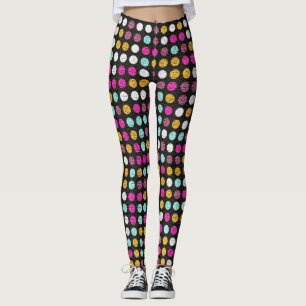 Retro Color Polka Dots Pattern #4 Leggings