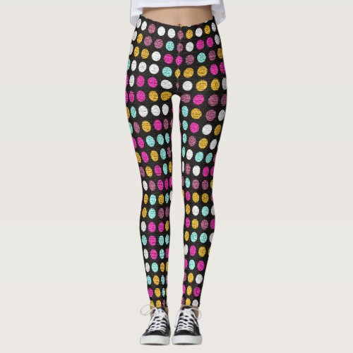 Retro Color Polka Dots Pattern 4 Leggings