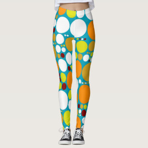 Retro Color Polka Dots Pattern #6 Leggings
