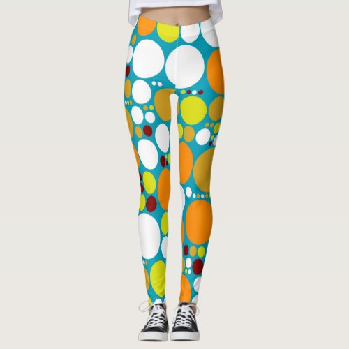 Retro Color Polka Dots Pattern 6 Leggings