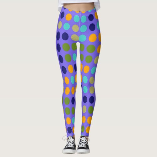 Retro Color Polka Dots Pattern 7 Leggings