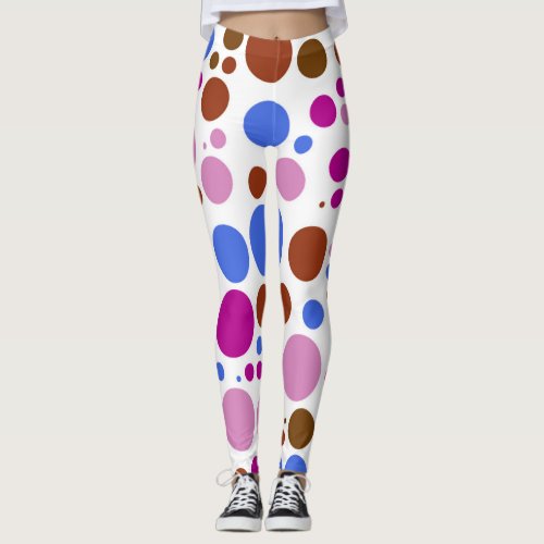 Retro Color Polka Dots Pattern 8 Leggings
