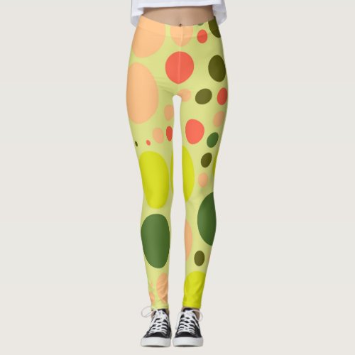 Retro Color Polka Dots Pattern 9 Leggings