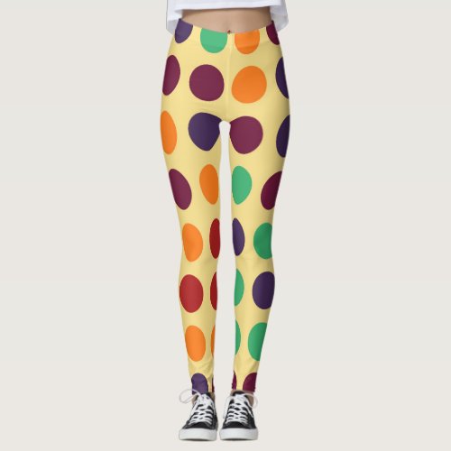 Retro Color Polka Dots Pattern Leggings