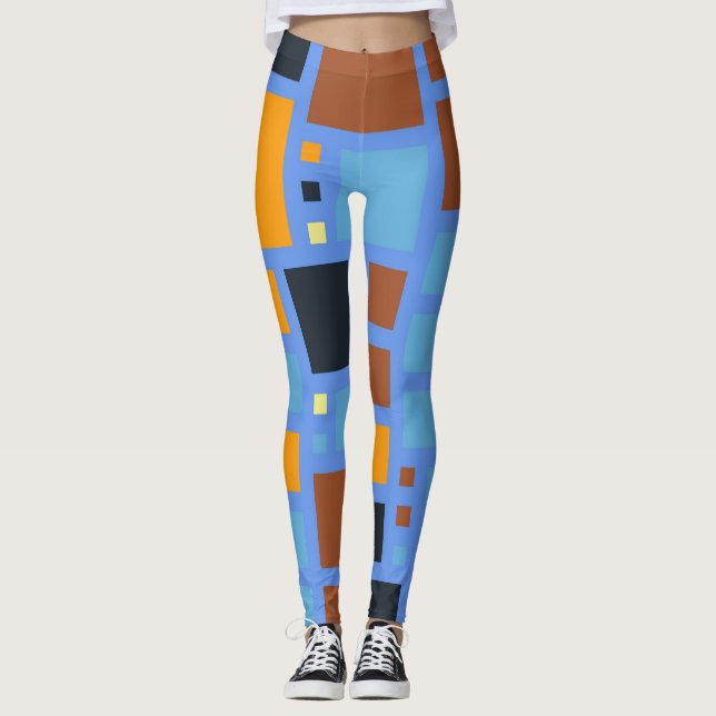 Retro Color Squares Pattern #3 Leggings (Front)