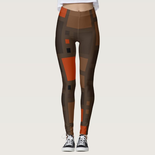 Retro Color Squares Pattern Leggings (Front)