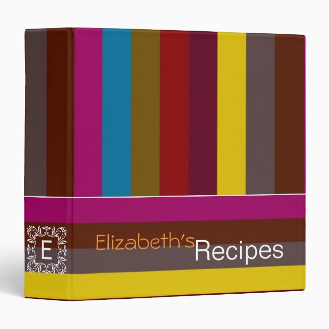 Retro Color Stripe Pattern 11 3 Ring Binder (Front/Spine)