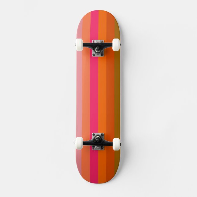 Retro Color Stripe Pattern 11 Skateboard (Front)