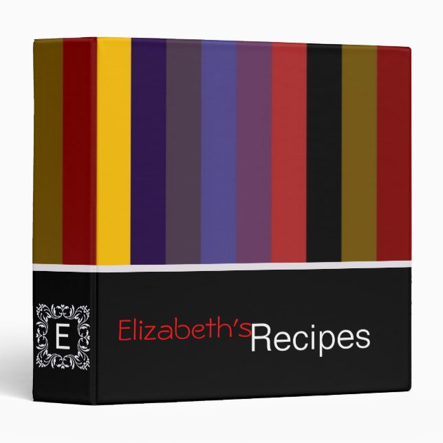 Retro Color Stripe Pattern 12 Binder (Front/Spine)