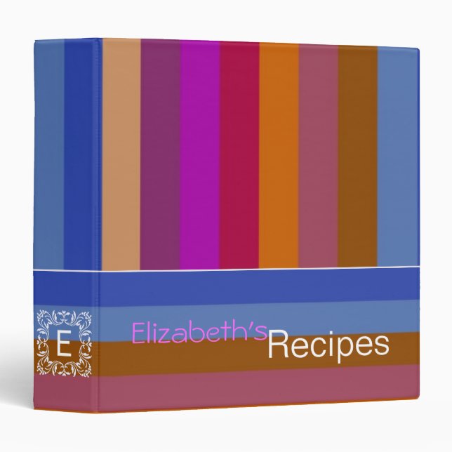 Retro Color Stripe Pattern 5 3 Ring Binder (Front/Spine)