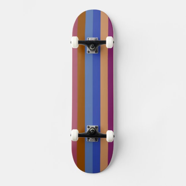 Retro Color Stripe Pattern 8 Skateboard (Front)