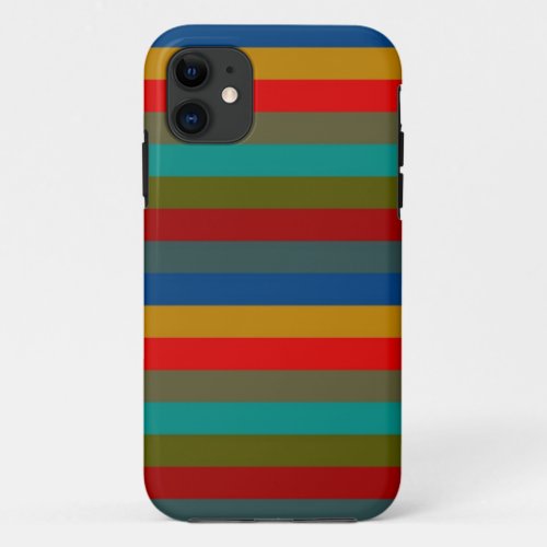 Retro Color Stripe Pattern iPhone 11 Case