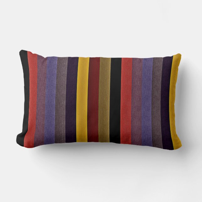 Retro Color Stripes Pattern Lumbar Pillow (Front)