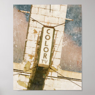 Retro Color TV Motel Vintage Sign Archival