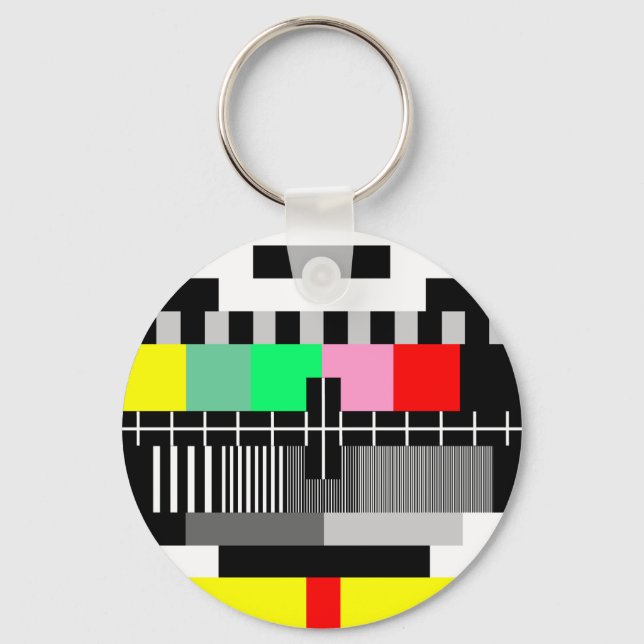 Retro color tv test screen keychain (Front)
