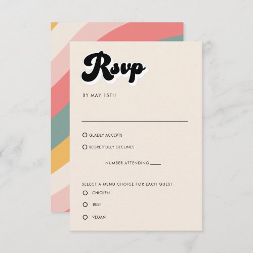 Retro Color Waves RSVP Enclosure Card