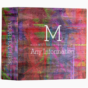 Retro Color Wood Grain Monogram #3 3 Ring Binder