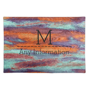 Retro Color Wood Grain Monogram Placemat