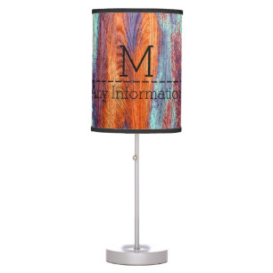 Retro Color Wood Grain Monogram Table Lamp
