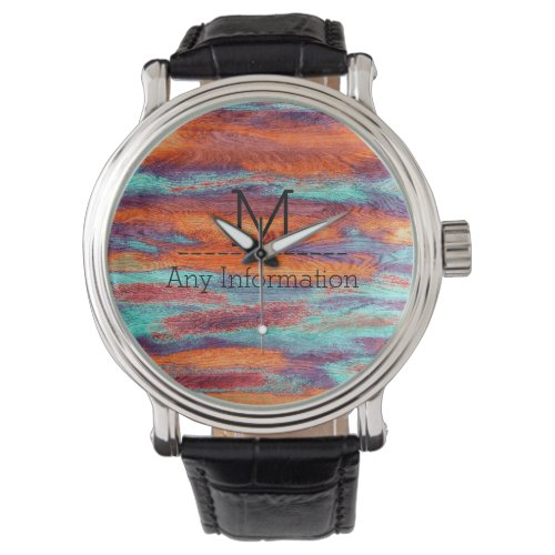 Retro Color Wood Grain Monogram Watch