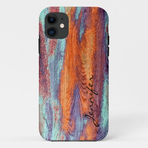 Retro Color Wood Grain Texture iPhone 11 Case