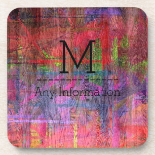 Retro Color Wood Grain Texture Monogram #2 Coaster