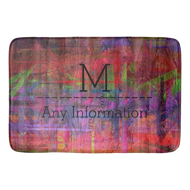 Retro Color Wood Grain Texture Monogram #4 Bathroom Mat (Front)