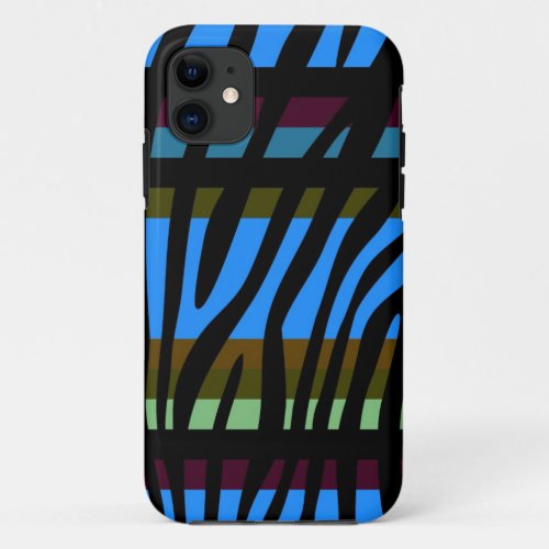 Retro Color Zebra Stripe Pattern 2 iPhone 11 Case