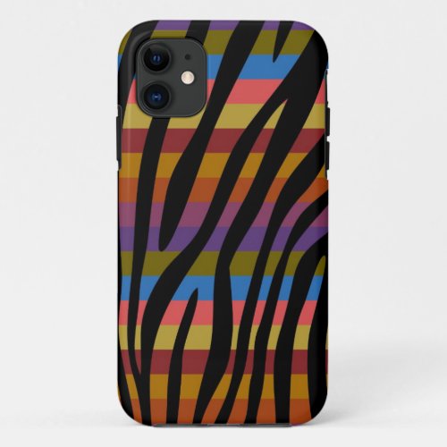 Retro Color Zebra Stripe Pattern 3 iPhone 11 Case