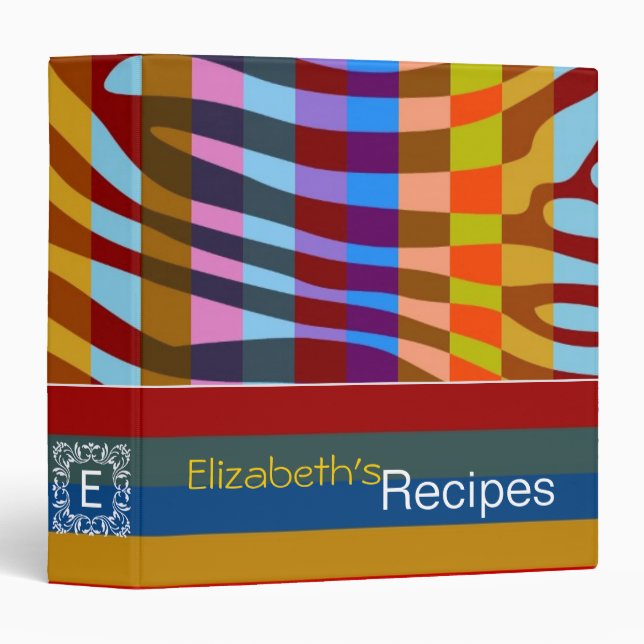 Retro Color Zebra Stripe Pattern 4 3 Ring Binder (Front/Spine)