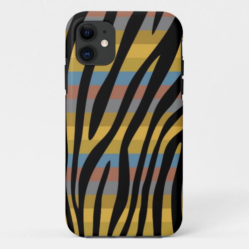 Retro Color Zebra Stripe Pattern 5 iPhone 11 Case