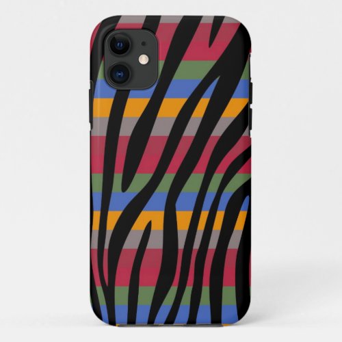 Retro Color Zebra Stripe Pattern 9 iPhone 11 Case